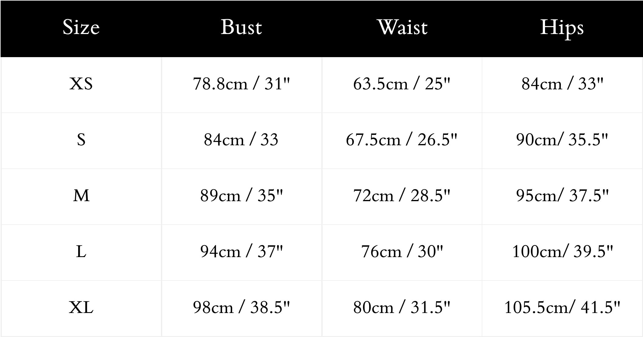 Size Chart